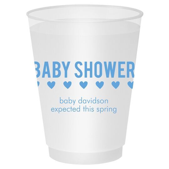Baby Shower with Hearts Shatterproof Cups